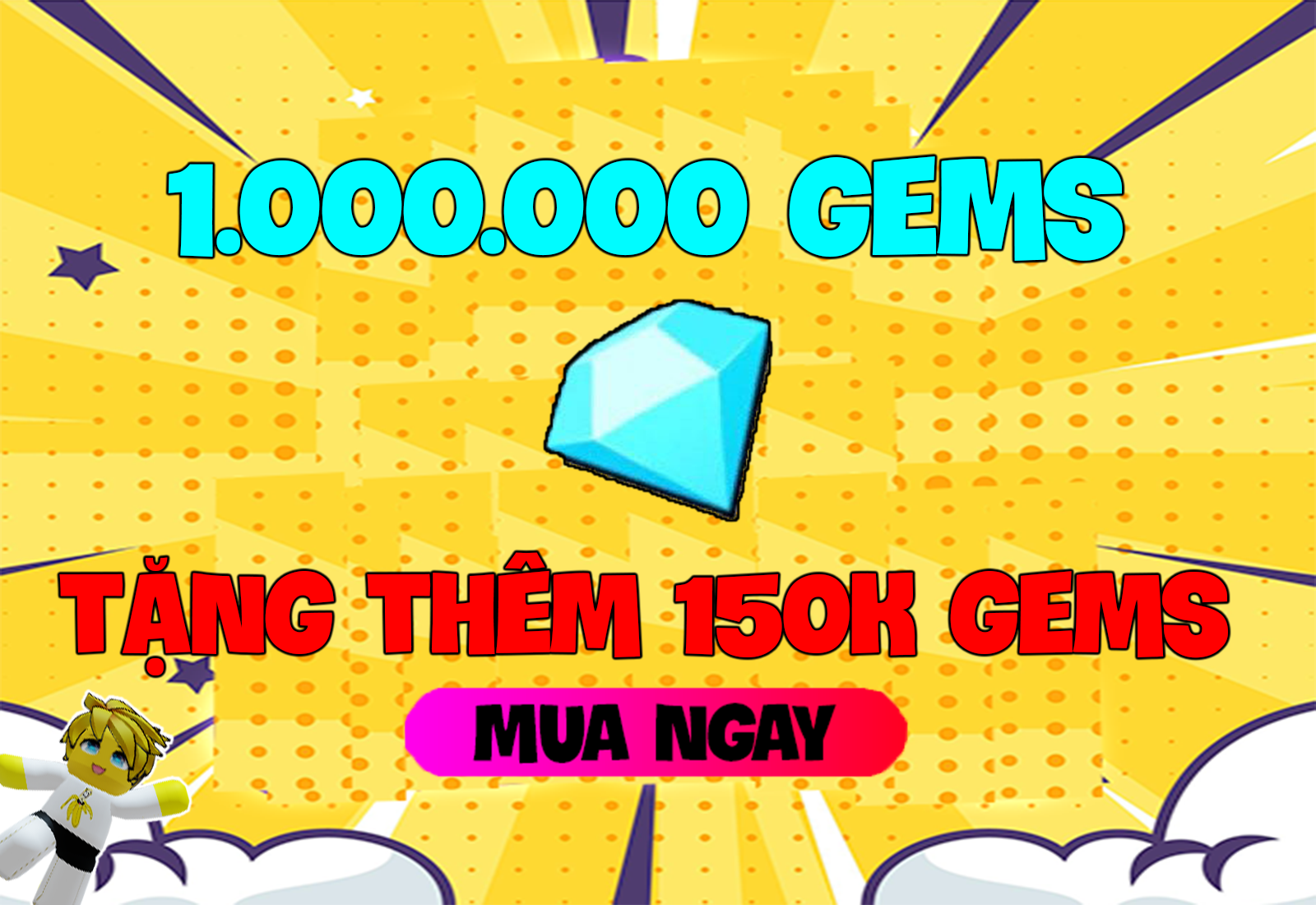 MUA 10.000.000 GEMS Tặng Thêm 150k Gems