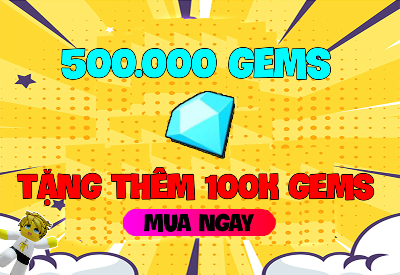 MUA 5.500.000 GEMS Tặng Thêm 100k Gems